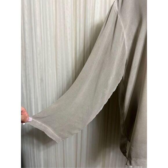 IAN Long Sleeve Sheer Gray Silk Tunic Swimsuit Cover Up Size Small - Picture 4 of 5